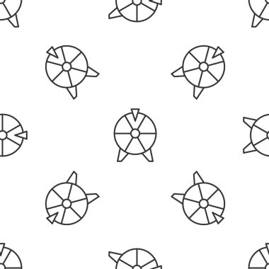 Gri çizgi Şanslı Tekerlek simgesi beyaz arka planda izole edilmiş pürüzsüz desen. Vektör