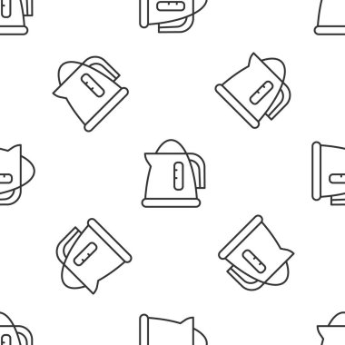 Gri çizgi Elektrikli Çaydanlık ikonu beyaz arka planda izole edilmiş pürüzsüz desen. Çaydanlık ikonu. Vektör