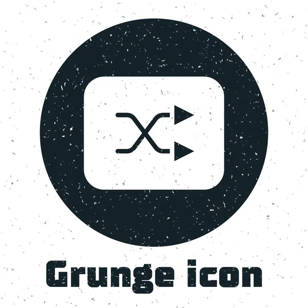Grunge Arrow Shuffle Icon Izolat Fundal Alb Desen Vintage Monocrom — Vector de stoc