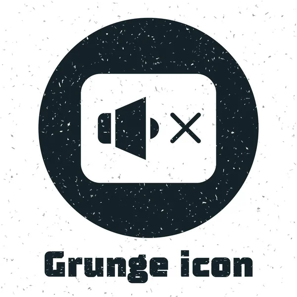 Grunge Speaker Mute Icon Isolated White Background Sound Icon Volume — Stockvektor