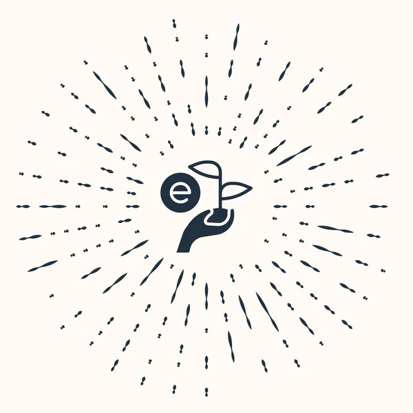 Сірий Листок Руці Ікони Захисту Навколишнього Середовища Ізольований Бежевому Тлі — стоковий вектор