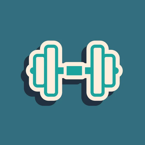 Green Dumbbell Icon Isolated Green Background Muscle Lifting Fitness Barbell — Image vectorielle