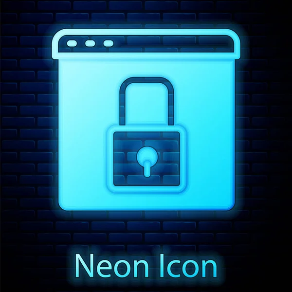 Świecący Neon Zabezpiecz Swoją Stronę Pomocą Https Ikony Ssl Izolowane — Wektor stockowy