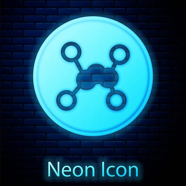 Zářící Neon Chemický Vzorec Ikona Izolované Pozadí Cihlové Zdi Abstraktní — Stockový vektor