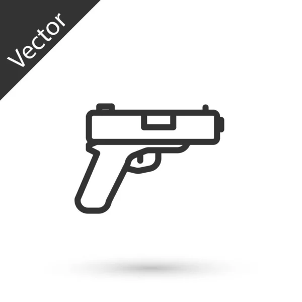 Grey Line Pistol Gun Icon Isolated White Background Police Military — Stock Vector