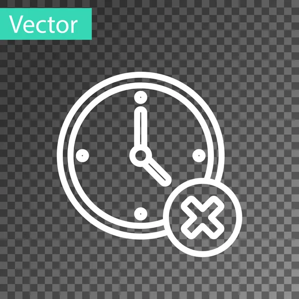 White Line Clock Delete Icon Isoliert Auf Transparentem Hintergrund Zeitsymbol — Stockvektor