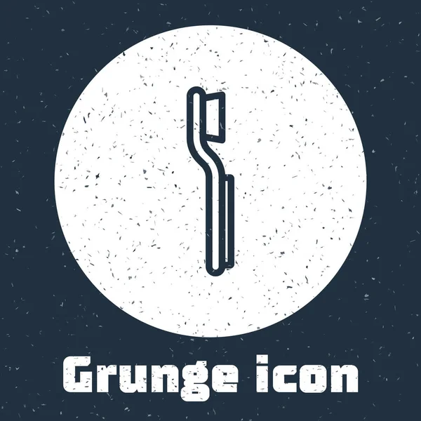 Grunge Line Zahnbürstensymbol Isoliert Auf Grauem Hintergrund Monochrome Vintage Zeichnung — Stockvektor