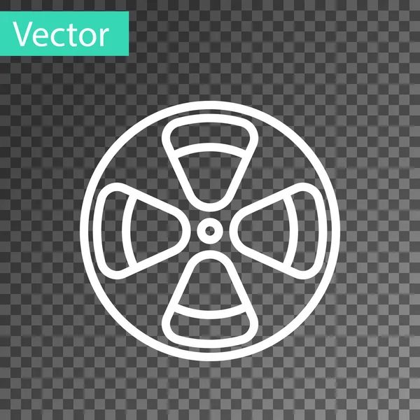 Weiße Linie Filmspule Symbol Isoliert Auf Transparentem Hintergrund Vektor — Stockvektor