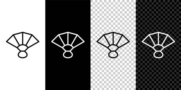 Set Line Fan Flamenco Accessory Icon Isolated Black White Background — Stock Vector