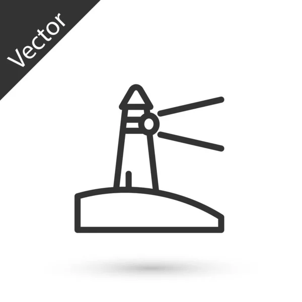 Graue Linie Leuchtturm Symbol Isoliert Auf Weißem Hintergrund Vektor — Stockvektor