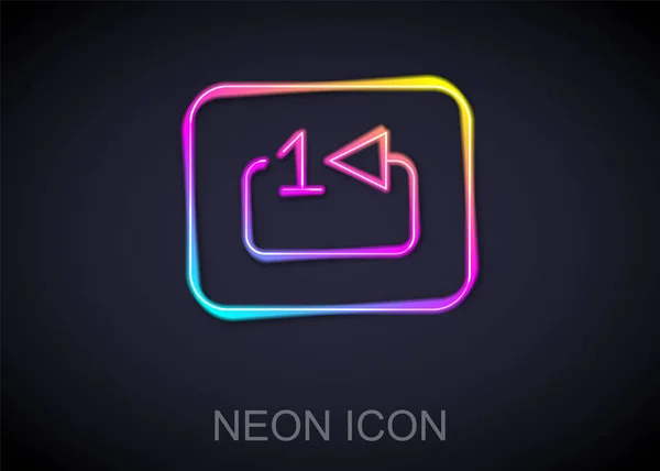 Leuchtende Neon Linie Wiederhole Das Musikplayer Symbol Auf Schwarzem Hintergrund — Stockvektor