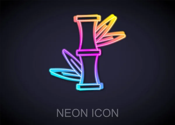 Glödande Neon Linje Bambu Ikon Isolerad Svart Bakgrund Vektor — Stock vektor