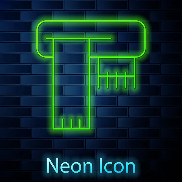 Zářící Neonová Čára Ikona Zimní Šály Izolovaná Pozadí Cihlové Stěny — Stockový vektor