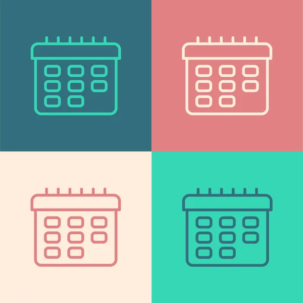 Pop Art Line School Timetable Icon Isolated Color Background Vector — Vettoriale Stock