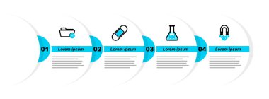 Para, DNA araştırması, arama, bandaj ve sağlık kayıt ikonu ile mıknatıs hattını ayarla. Vektör