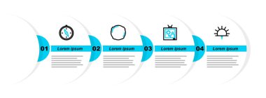 Gün Doğumu, Hava Durumu, Ay ve Pusula simgesi ayarlayın. Vektör