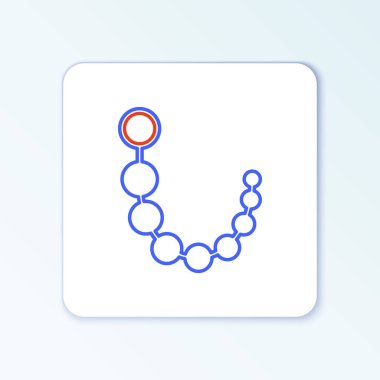 Beyaz arkaplanda çizgi anal boncuk simgesi izole edildi. Anal taşak işareti. Fetiş aksesuarı. Erkekler ve kadınlar için seks oyuncağı. Renkli taslak konsepti. Vektör