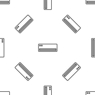 Gri çizgi klima ikonu beyaz arka planda izole edilmiş pürüzsüz desen. Sistemin havalandırmasını böl. Soğuk ve soğuk iklim kontrol sistemi. Vektör.