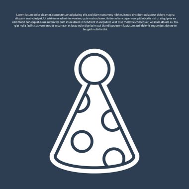 Blue line Party hat icon isolated on blue background. Birthday hat.  Vector