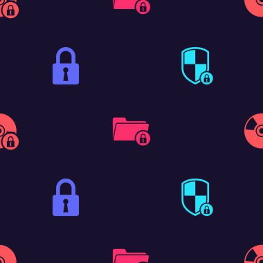 Kalkan güvenliğini kilit, kilit, dizin ve CD ya da DVD diski sorunsuz bir kalıba göre ayarla. Vektör.