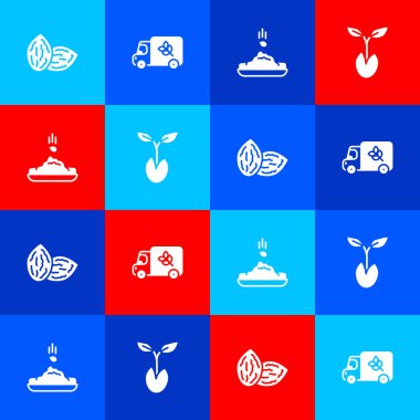 Tohum, un kamyonu ve filizlenme ikonu hazırla. Vektör