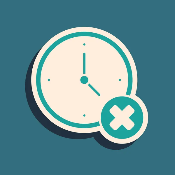 Reloj Verde Eliminar Icono Aislado Sobre Fondo Verde Símbolo Tiempo — Vector de stock