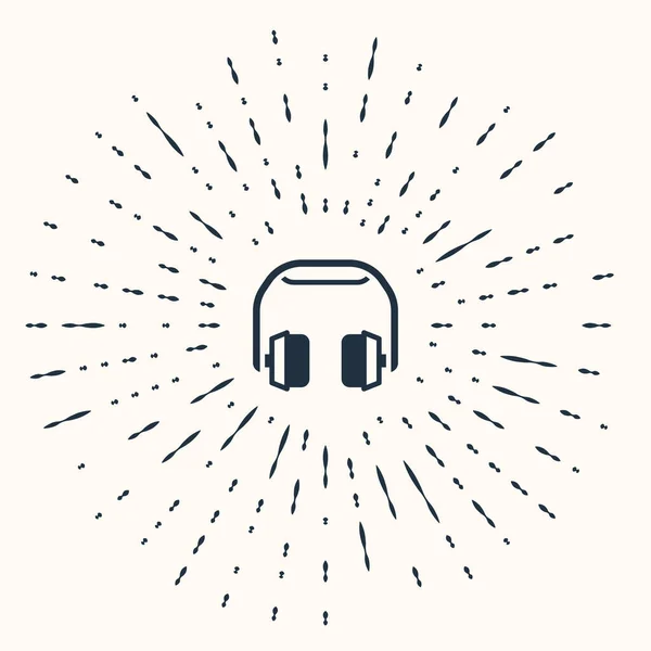 Ikona Szare Słuchawki Izolowane Beżowym Tle Słuchawki Koncepcja Słuchania Muzyki — Wektor stockowy
