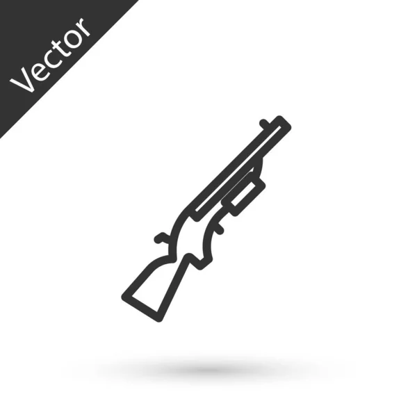Grey Line Shotgun Icon Isolated White Background Hunting Gun Vector — Stock Vector