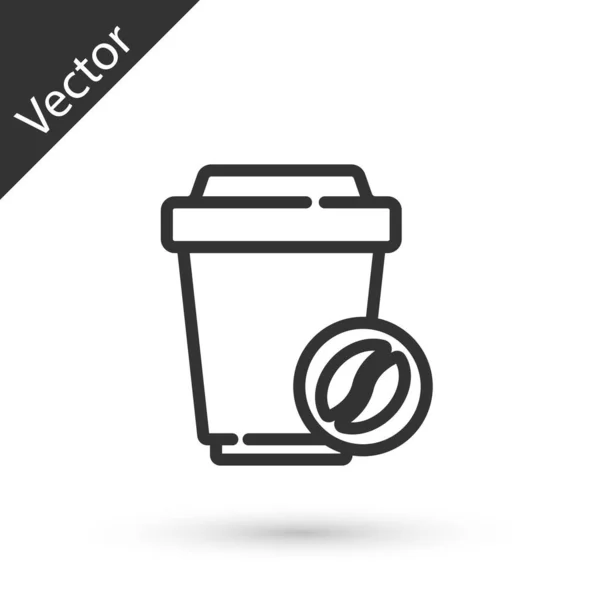 Graue Linie Kaffeetasse Symbol Isoliert Auf Weißem Hintergrund Vektor — Stockvektor