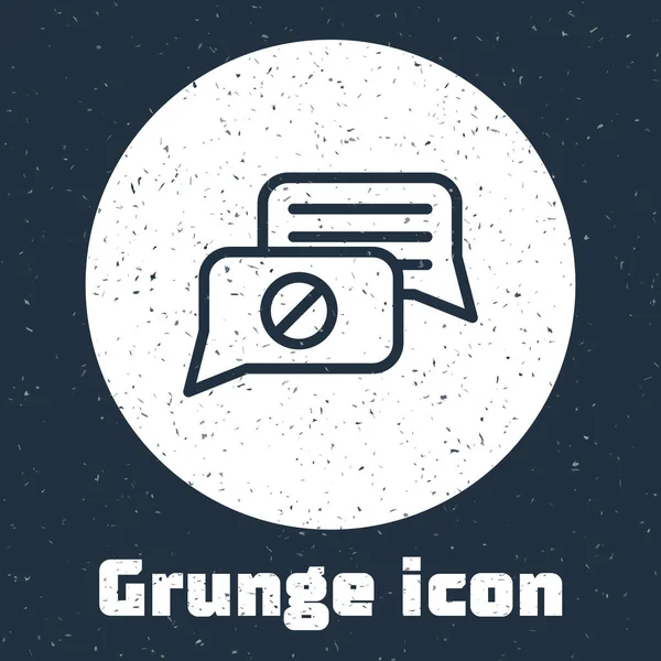 Grunge Line Speech Bubble Chat Icon Isoliert Auf Grauem Hintergrund — Stockvektor