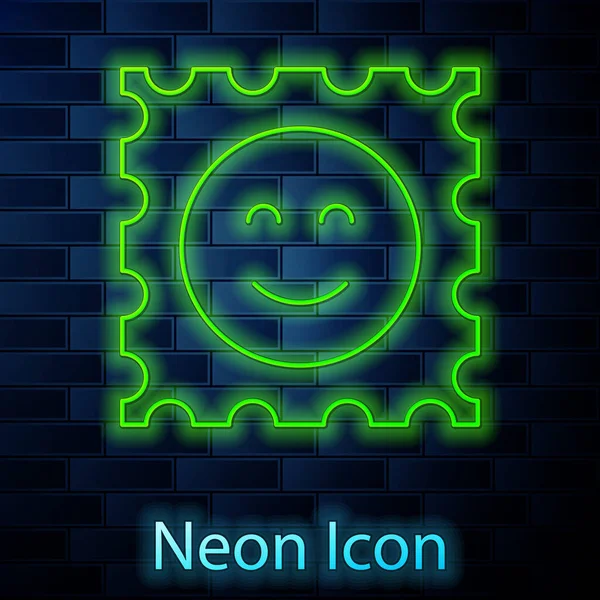 Gloeiende Neon Lijn Lsd Zuur Teken Pictogram Geïsoleerd Baksteen Muur — Stockvector