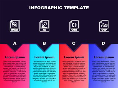 WMA dosya belgesi, AI, CSS ve OTF satırlarını ayarla. Ticari bilgi şablonu. Vektör.