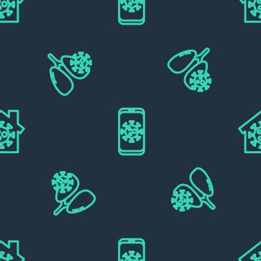 Cep telefonunun virüs istatistiklerini, akciğerindeki hücreleri ayarla ve sorunsuz bir şekilde evde kal. Vektör