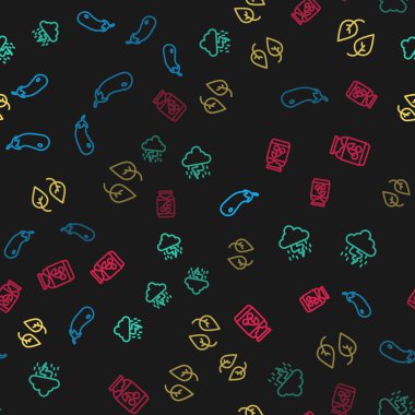 Patlıcan, Fırtına, Yaprak ve Reçel kavanozunu pürüzsüz desene ayarlayın. Vektör