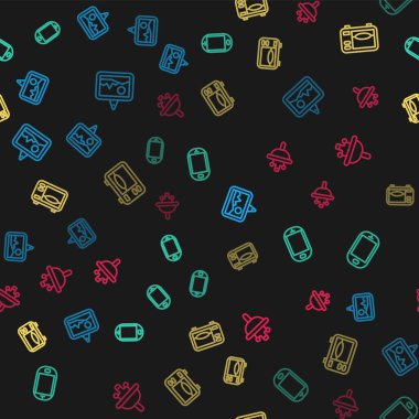 Resim, cep telefonu, mikrodalga fırın ve lavaboyu kusursuz desenlere ayarlayın. Vektör