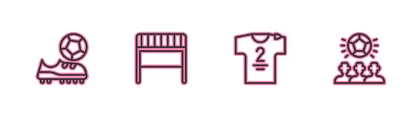 Set Line Football Shoes Jersey Shirt Goal Soccer Football Icon — Stock Vector