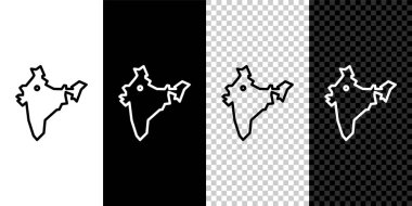 Çizgi Hindistan haritası simgesi siyah beyaz arkaplanda izole edildi. Vektör.