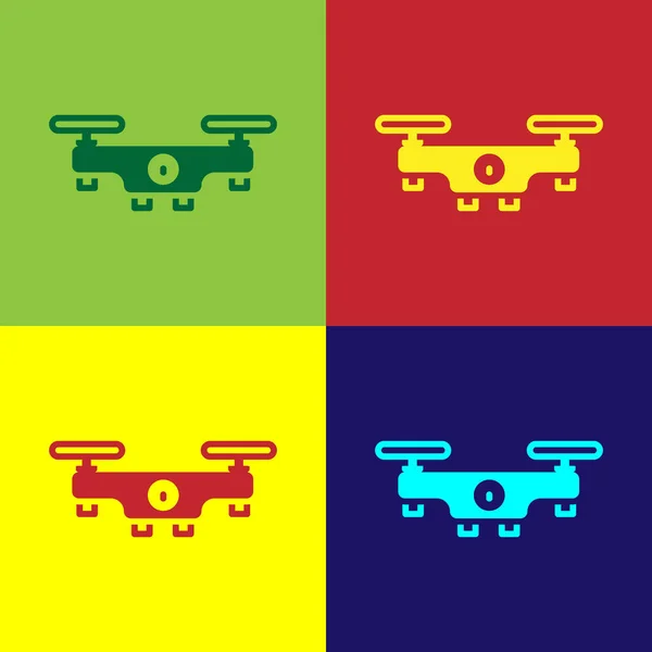 Pop Art Dron Létání Ikona Izolované Barevném Pozadí Quadrocopter Symbolem — Stockový vektor