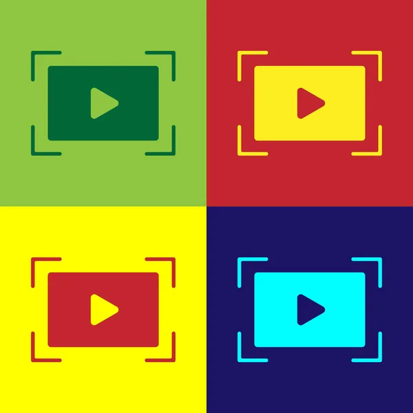 Pop Art Online Spielen Video Symbol Isoliert Auf Farbigem Hintergrund — Stockvektor