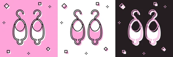 Set Ohrringe Symbol Isoliert Auf Rosa Und Weißen Schwarzen Hintergrund — Stockvektor