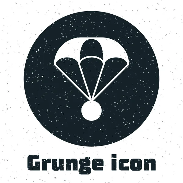 Icône Grunge Parachute Isolée Sur Fond Blanc Sport Extrême Équipement — Image vectorielle