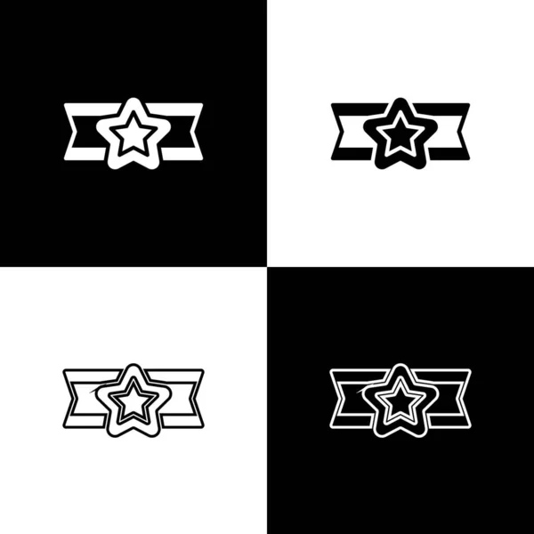 设定星空美国军事图标孤立的黑白背景 军事徽章 陆军补丁 — 图库矢量图片
