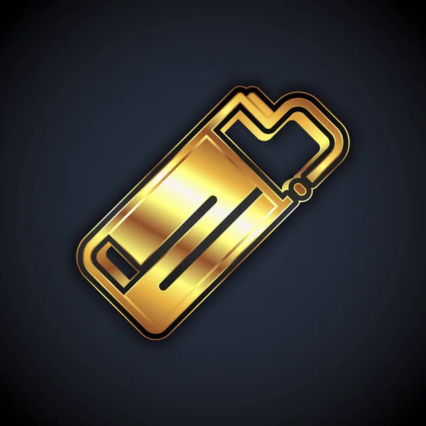 Gold Lighter Icoon Geïsoleerd Zwarte Achtergrond Vector — Stockvector