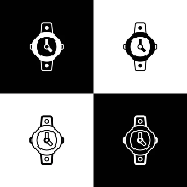 Set Icono Reloj Buceo Aislado Sobre Fondo Blanco Negro Equipo — Archivo Imágenes Vectoriales