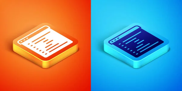 Ισομετρική Εικόνα Παραθύρου Browser Απομονώνεται Πορτοκαλί Και Μπλε Φόντο Διάνυσμα — Διανυσματικό Αρχείο