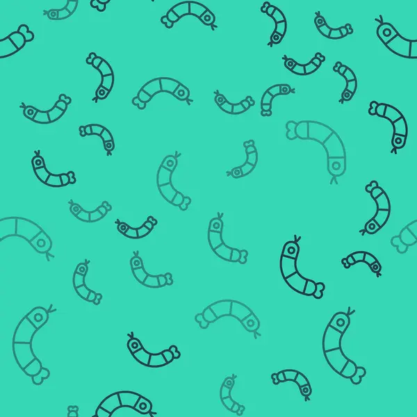 黑线虾图标隔离无缝图案绿色背景 — 图库矢量图片