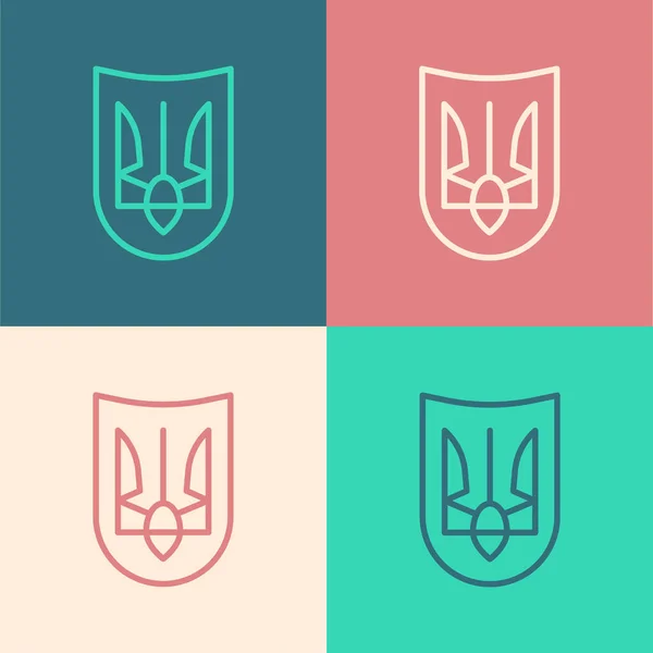 Línea Arte Pop Emblema Nacional Ucrania Icono Aislado Fondo Color — Vector de stock