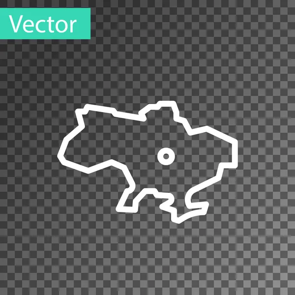 Bílá Čára Mapa Ikony Ukrajiny Izolované Průhledném Pozadí Vektor — Stockový vektor