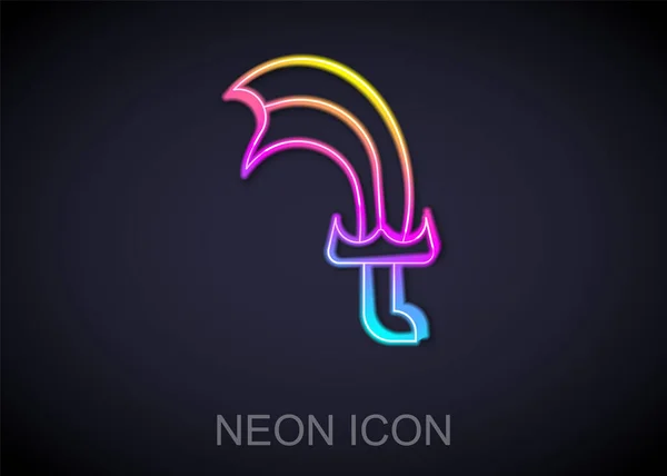 Zářící Neonová Linie Meč Pro Herní Ikonu Izolované Černém Pozadí — Stockový vektor