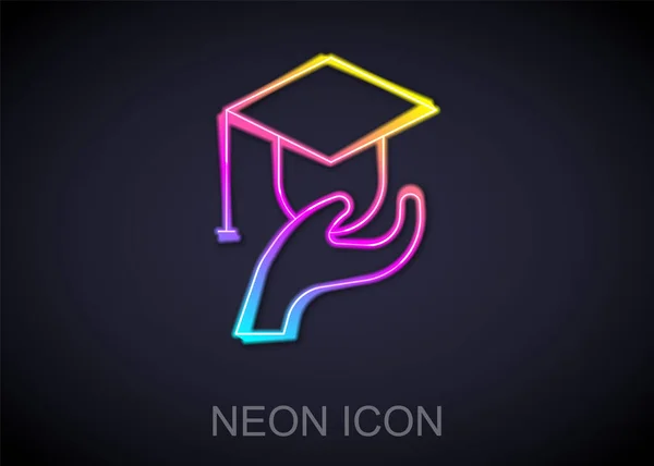 Žhnoucí Neonová Čára Vzdělávací Grant Ikona Izolované Černém Pozadí Školné — Stockový vektor